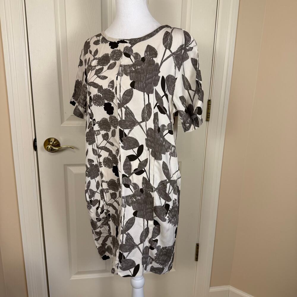 Diane Von Furstenberg Brenda Cocoon Dress Floral Pockets Black Cream Size 6 EUC - Picture 7 of 10